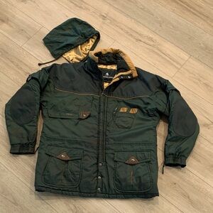 MOUNTAIN HORSE Equestrian Women's Green Puffer Jacket with Detachable Hood LX